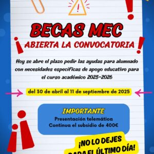 Abierta la convocatoria becas MEC